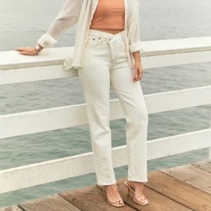 Abercrombie & Fitch Curve Love The Dad High Rise Size 27 Long Criss Cross Jeans